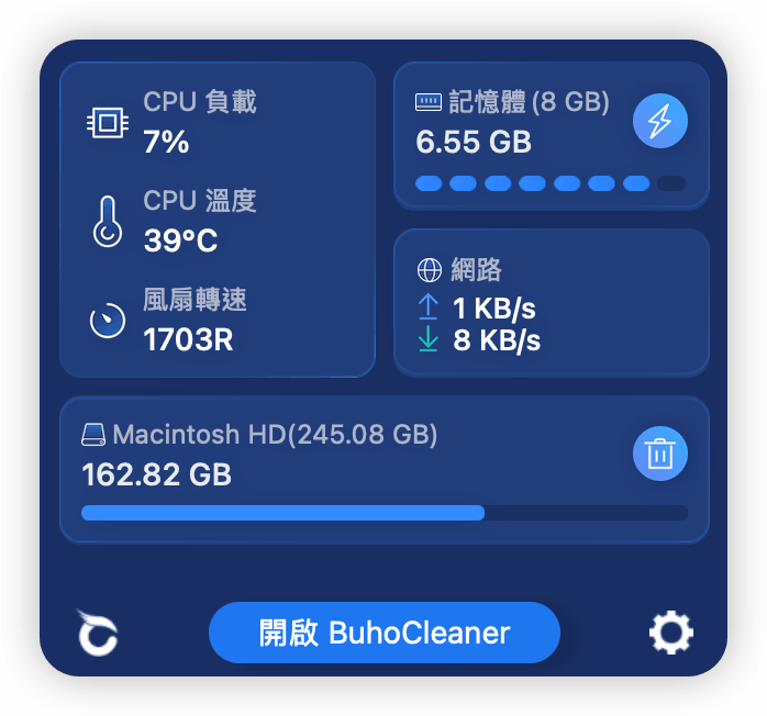 BuhoCleaner Menu