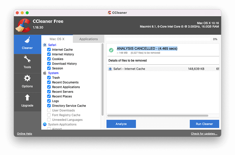 最佳 CleanMyMac 替代軟體 - CCleaner