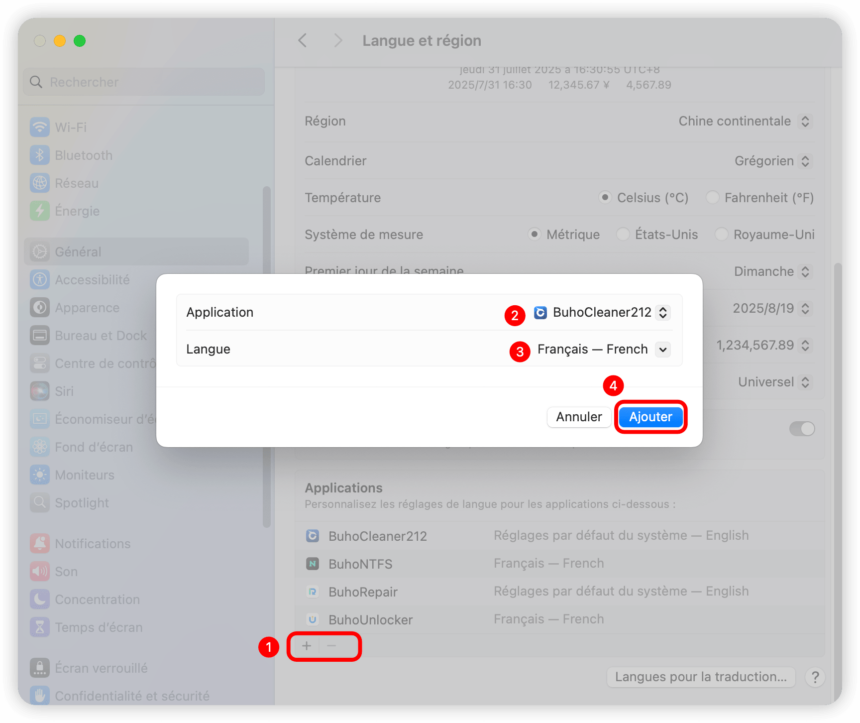 Ajouter une application pour changer la langue
