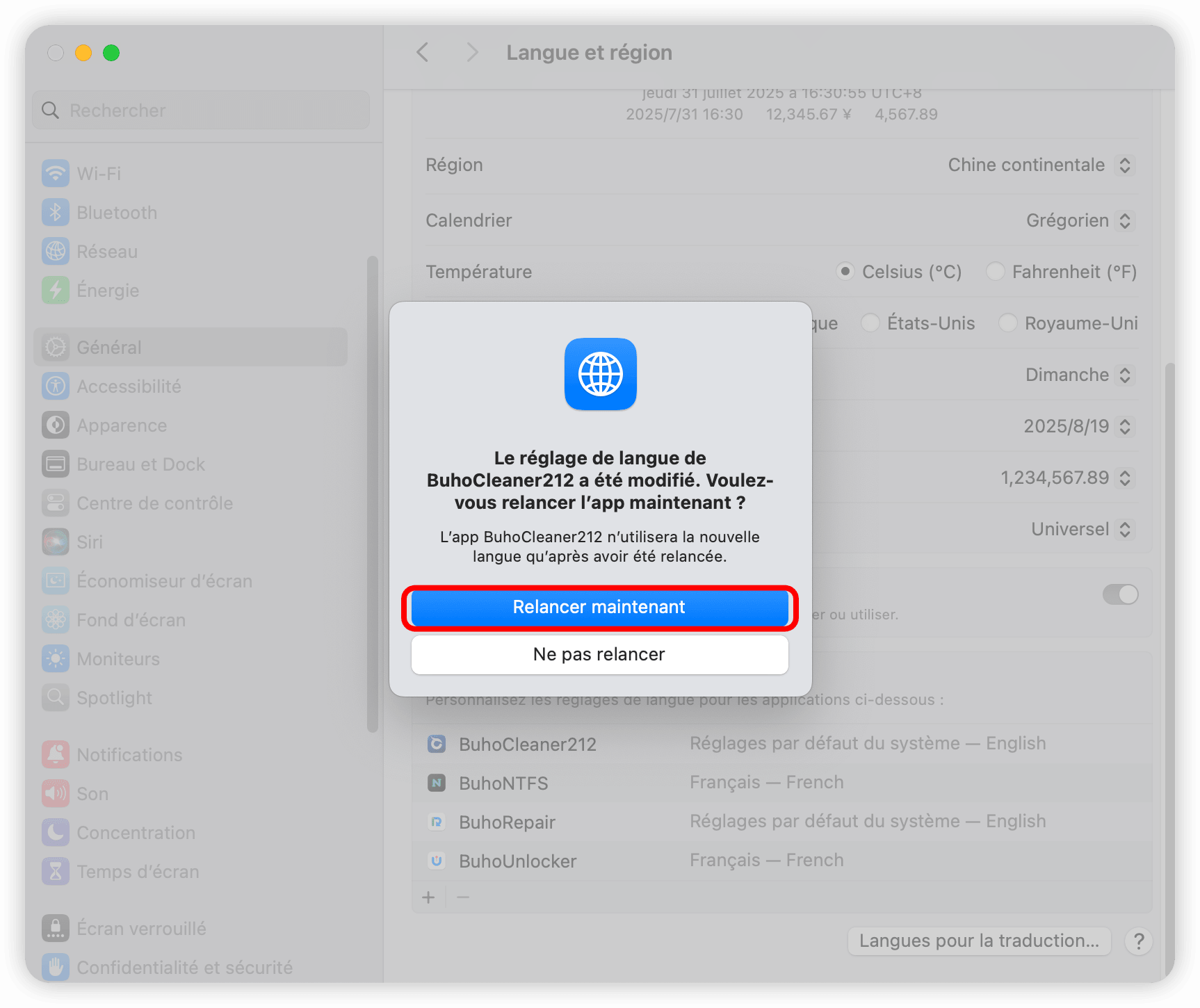 Relancer BuhoCleaner immédiatement
