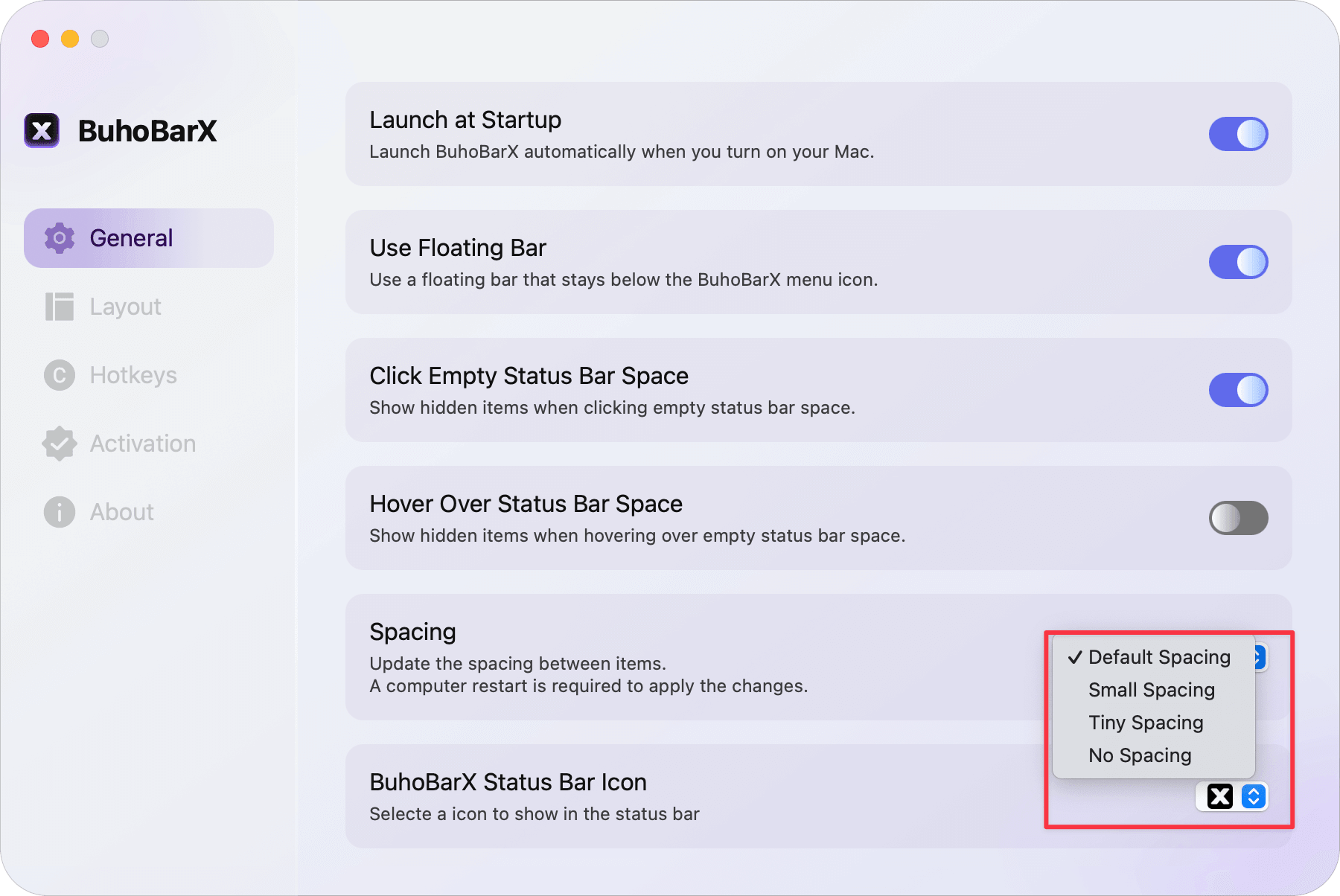 Change Spacing Between Menu Bar Items