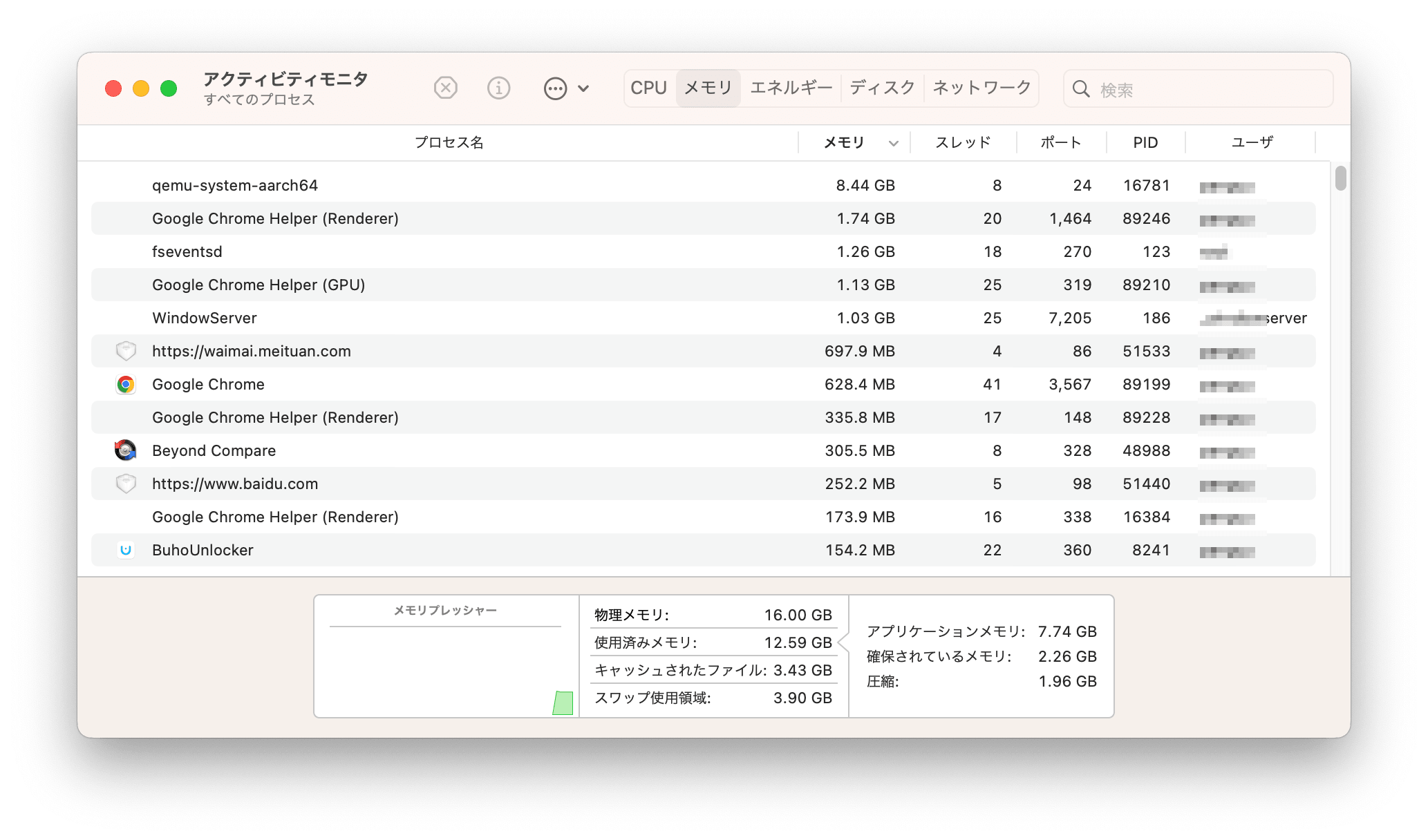 Macbookでメモリ・メモリ使用量を確認する