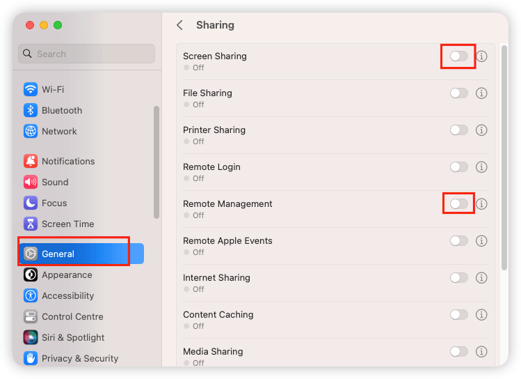 Check Sharing Settings