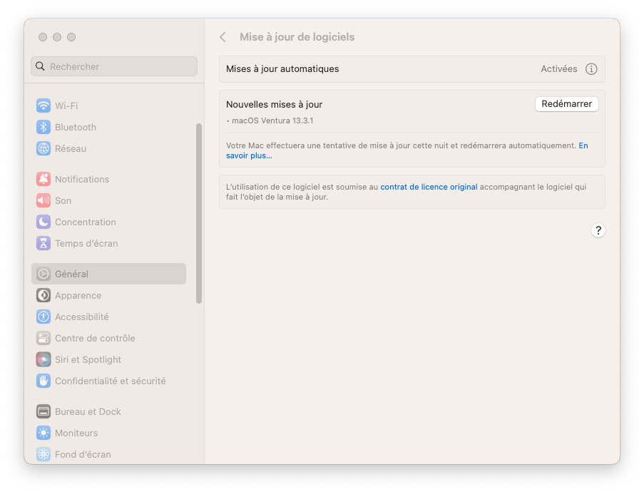 Check Softtware Update on Mac
