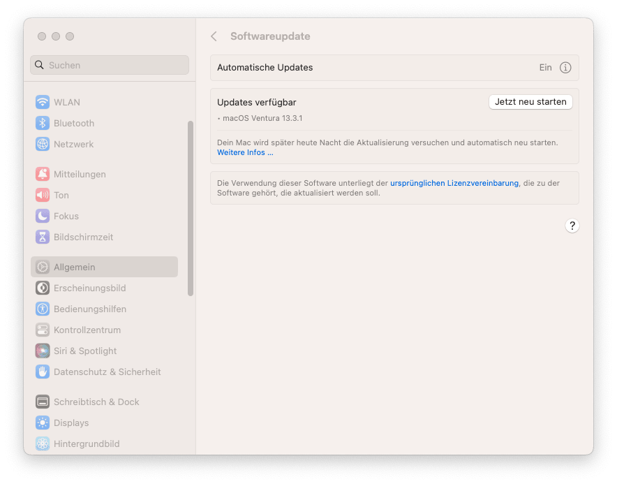 Check Softtware Update on Mac