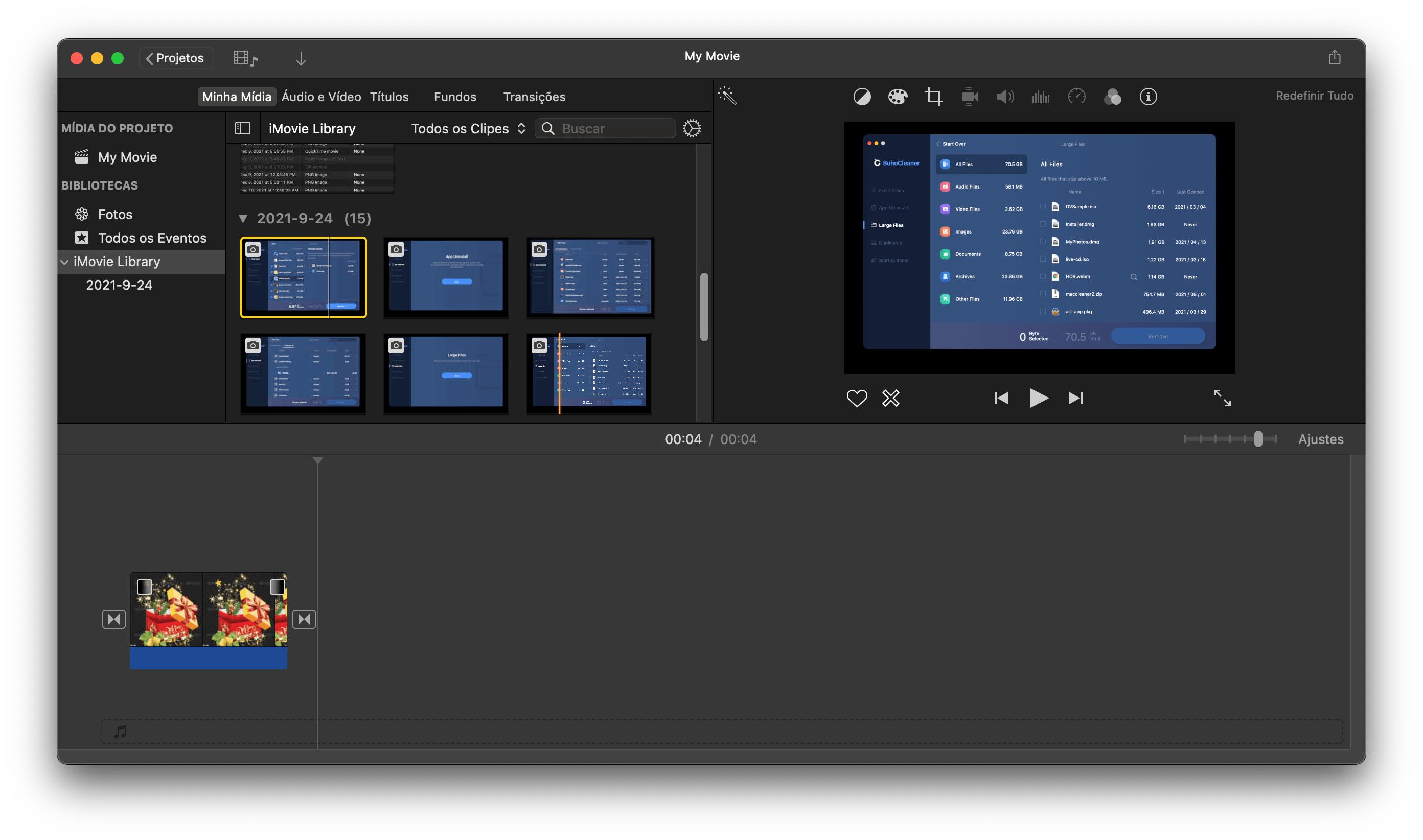 Clear iMovie Library
