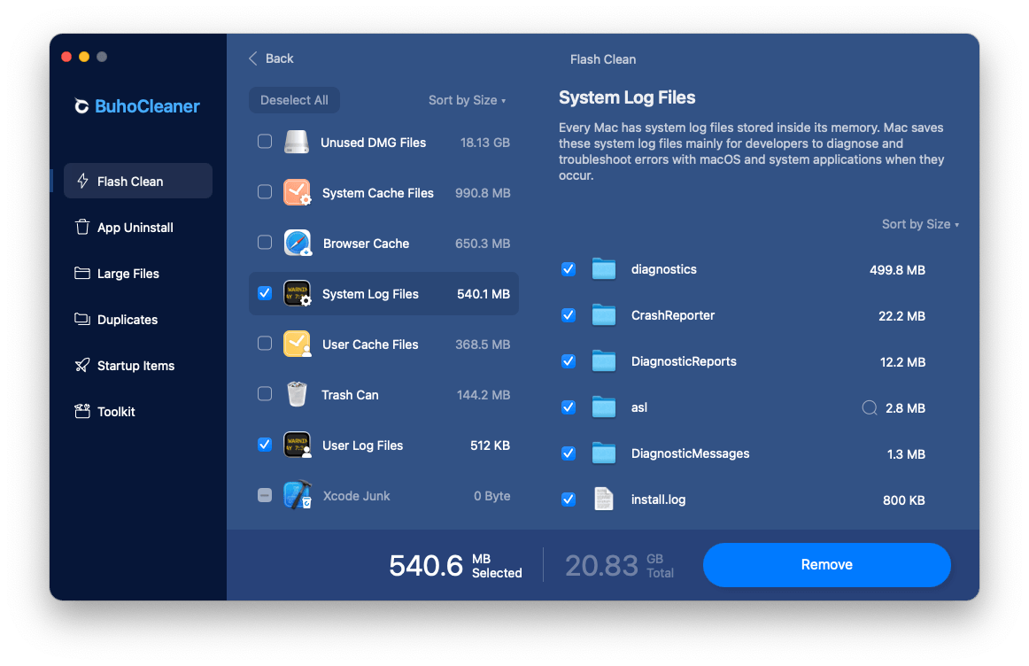 Quickly Clear Logs on Mac with BuhoCleaner