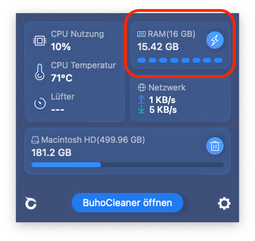 Manage Memory with BuhoCleaner Menu