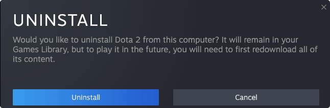 Confirm Steam Game Uninstallation