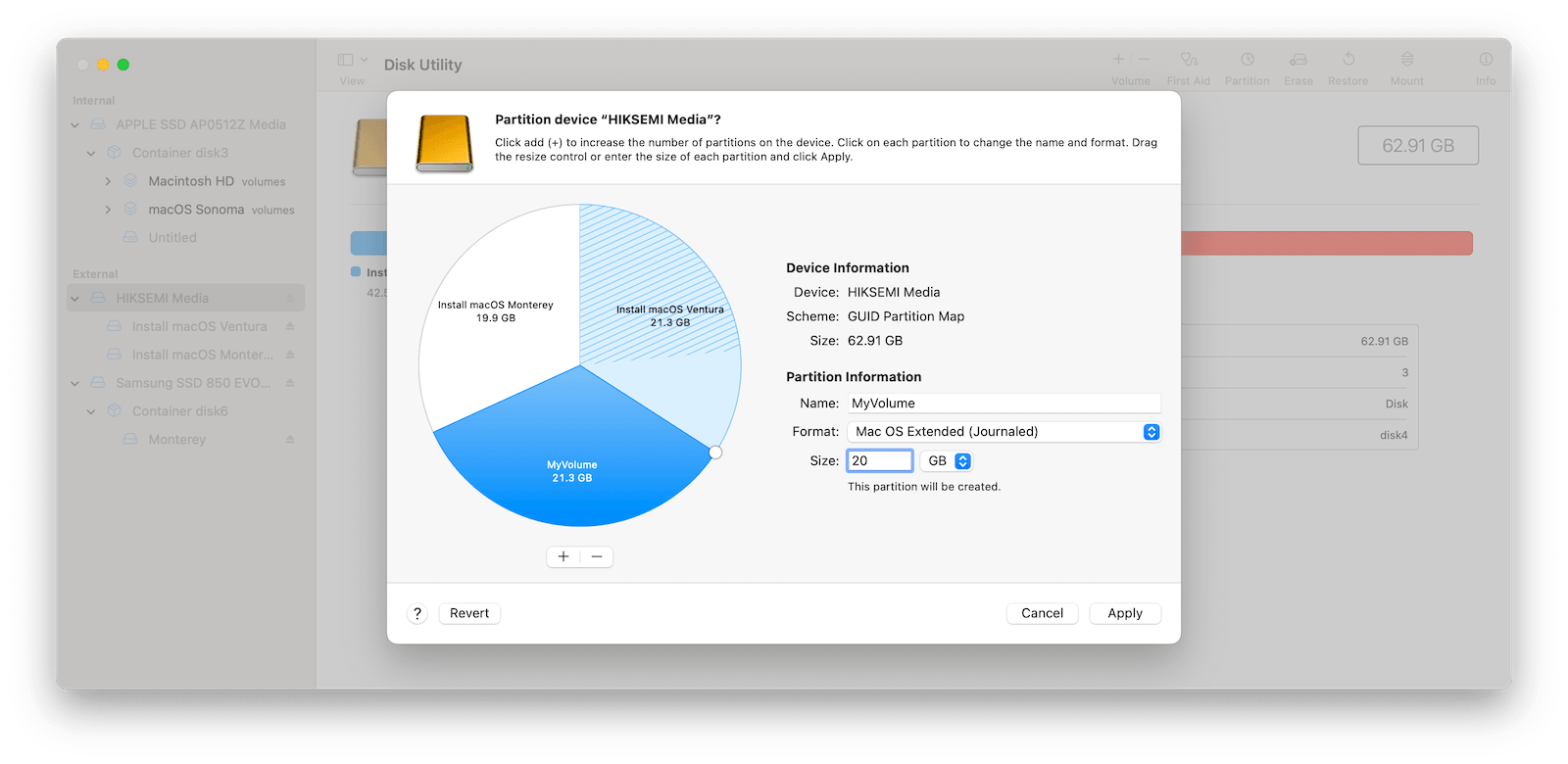 Create a New Partition on External Drive