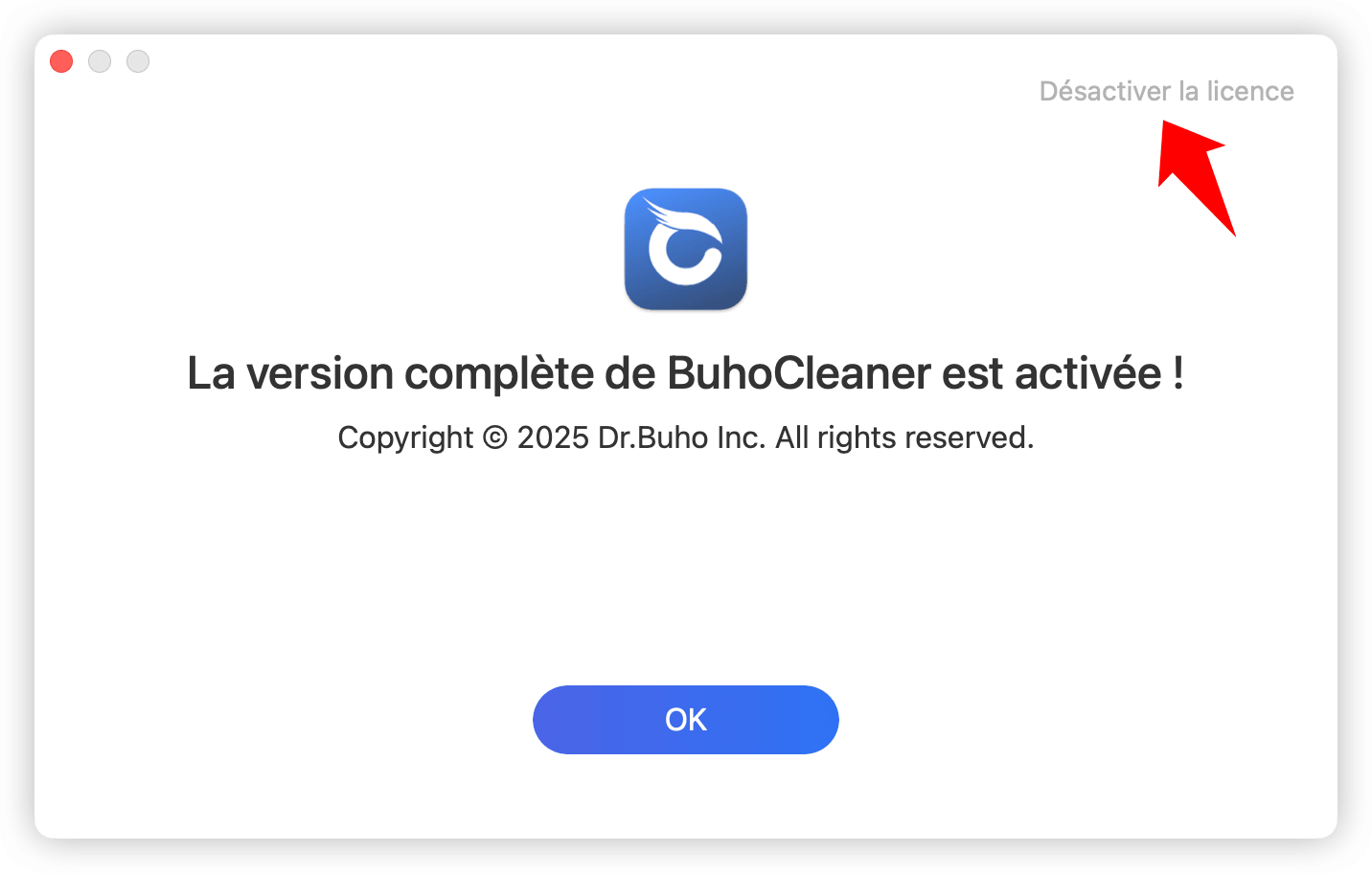 Désactiver la licence de BuhoCleaner