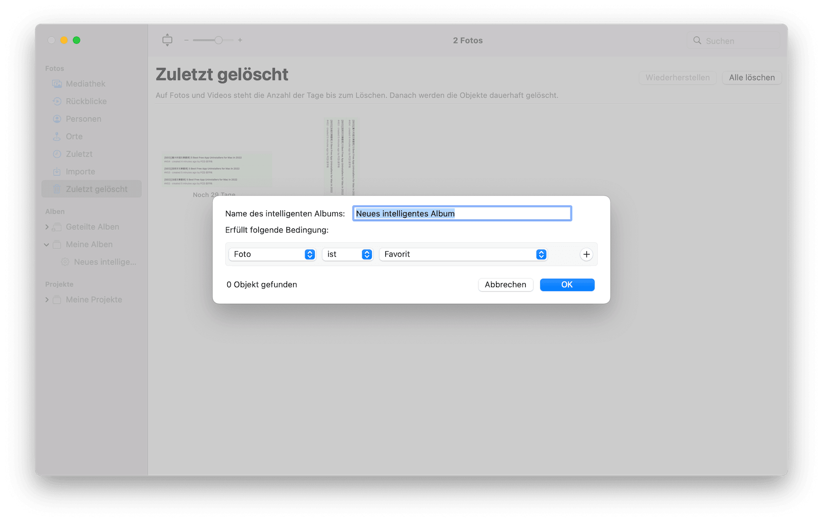 Supprimer les photos en double dans l'application Photos sur Mac