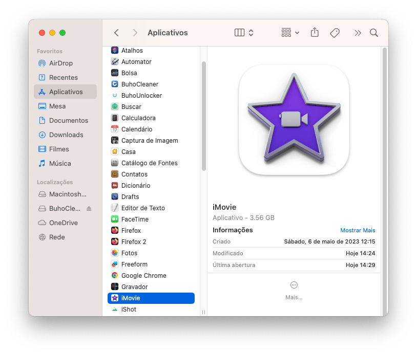 Uninstall iMovie with Finder