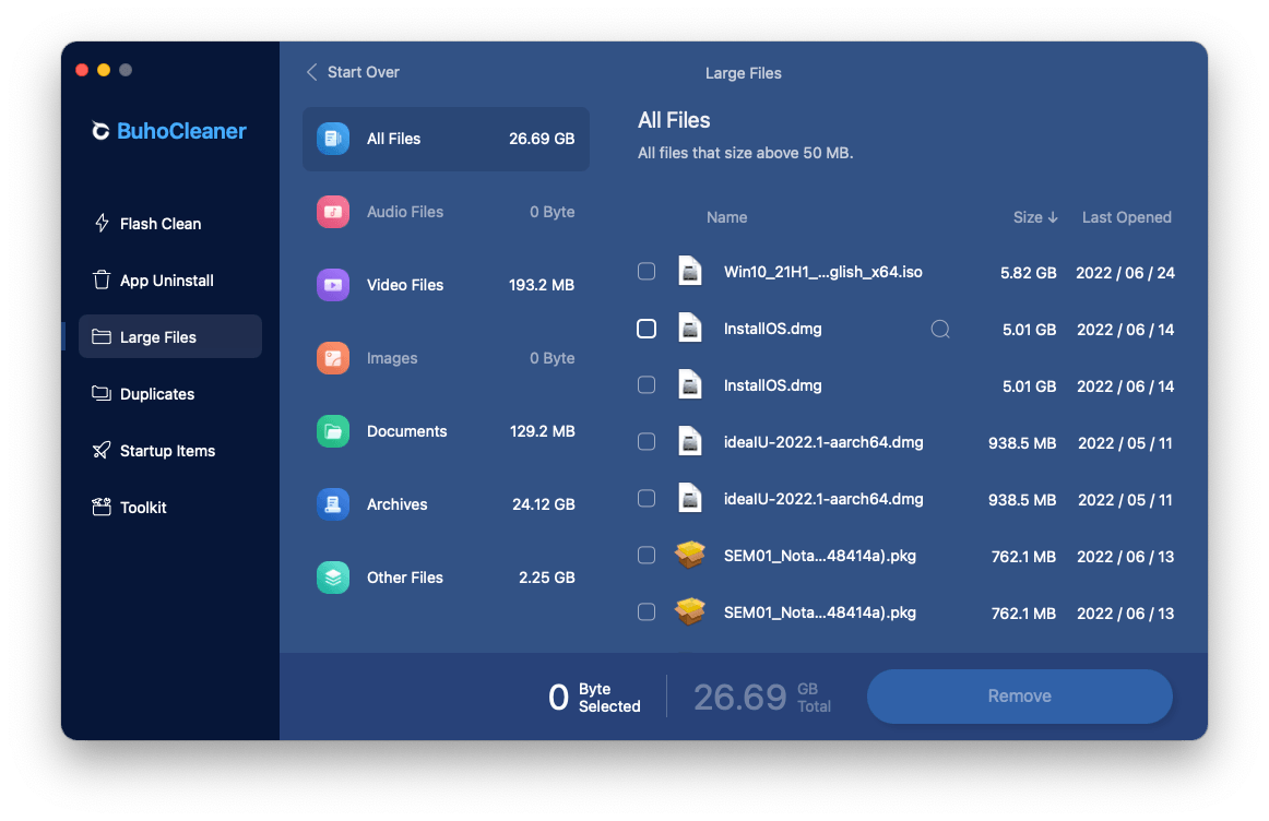 Delete Large Files on Mac with BuhoCleaner