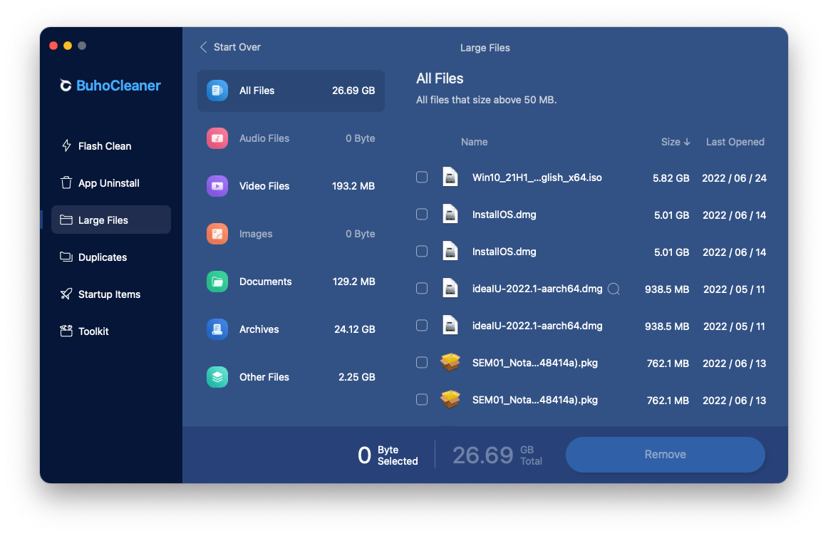 Delete Large Files on Mac with BuhoCleaner