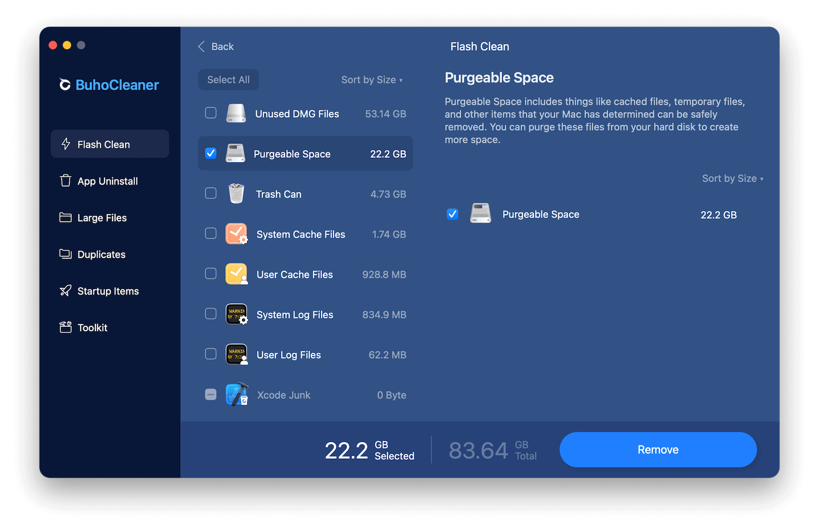 Quickly Delete Purgeable Space on Mac with BuhoCleaner