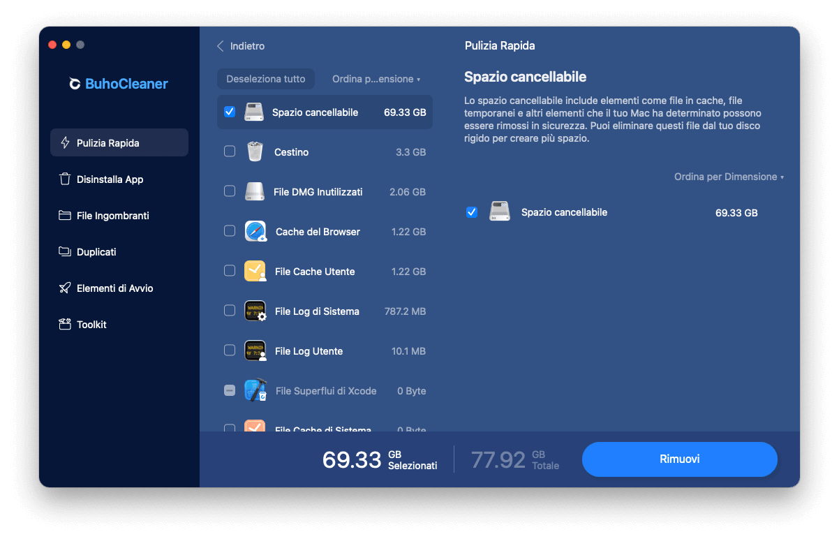 Quickly Delete Purgeable Space on Mac with BuhoCleaner