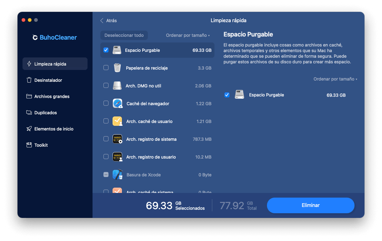 Quickly Delete Purgeable Space on Mac with BuhoCleaner