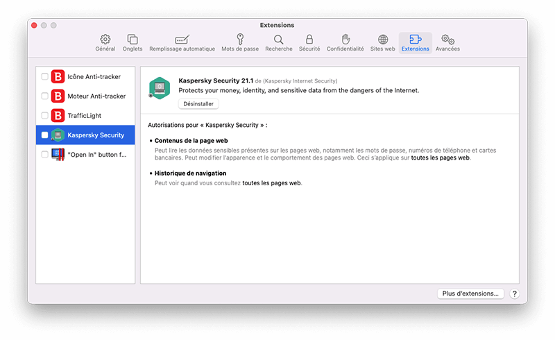 Remove Safari Extensions