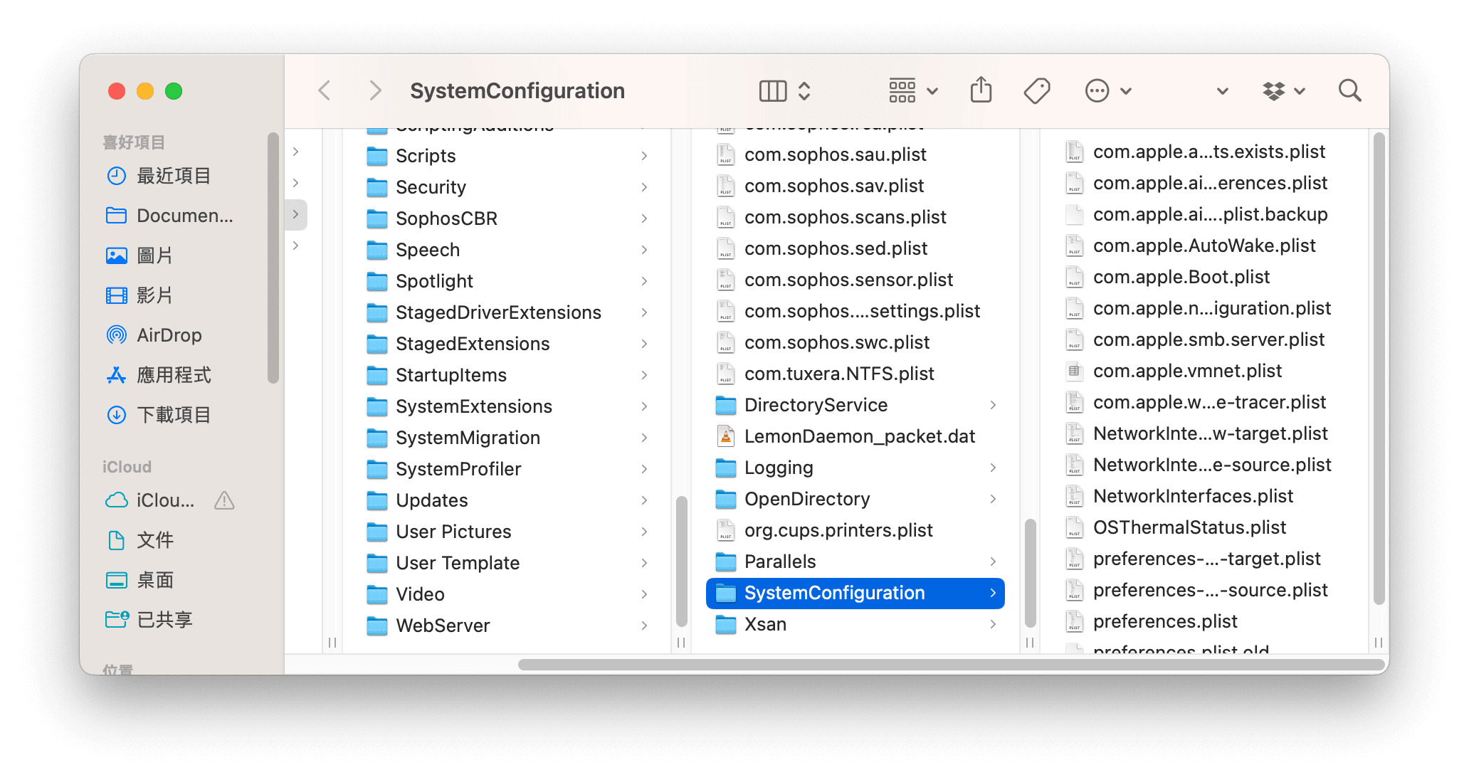 刪除 System Configuration 里的檔案