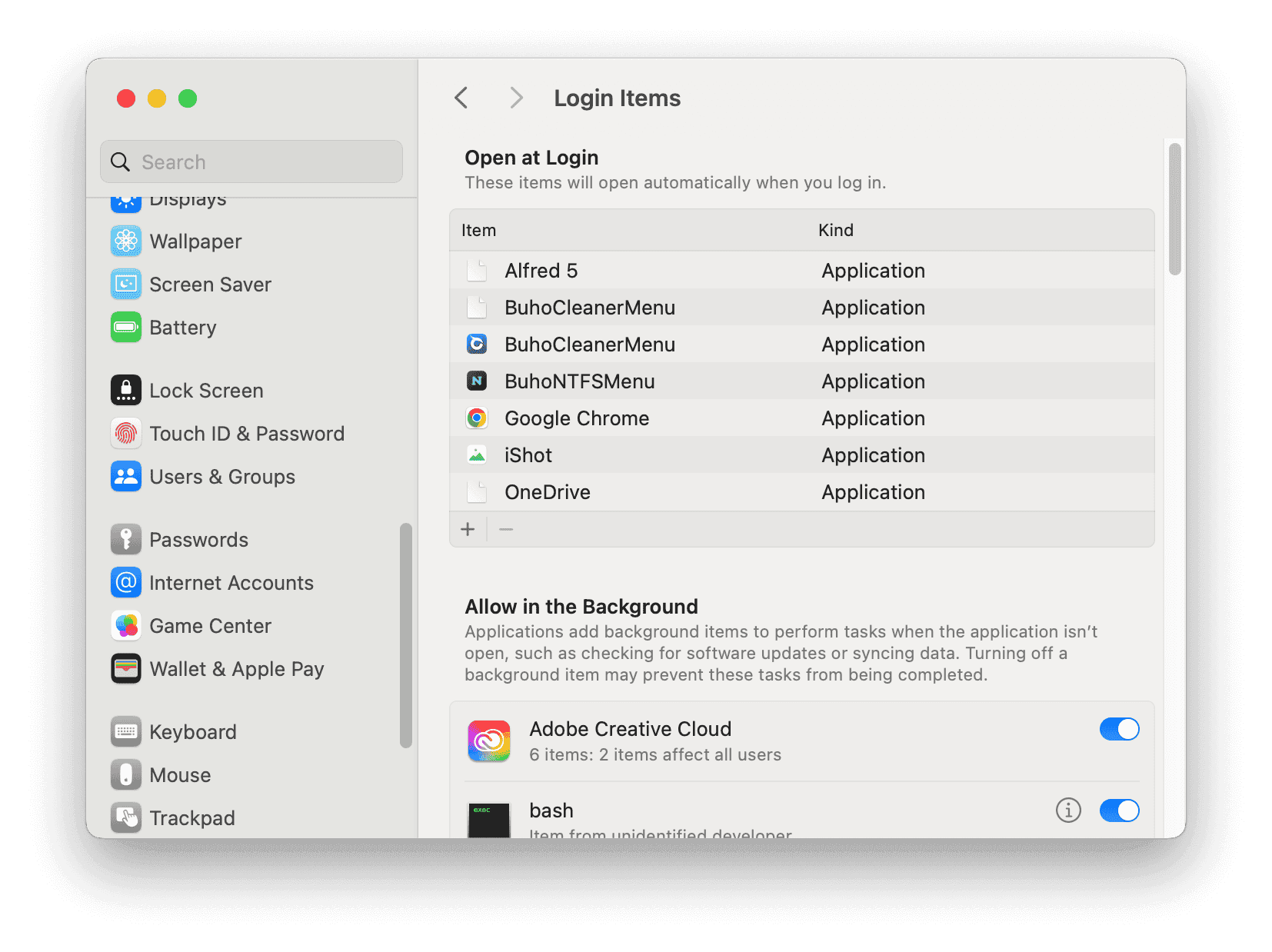 Disable Login Items Mac