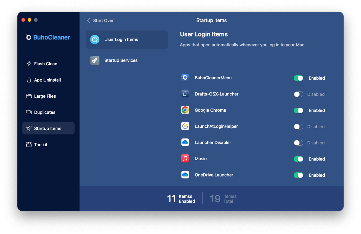 Disable Login Items Using BuhoCleaner