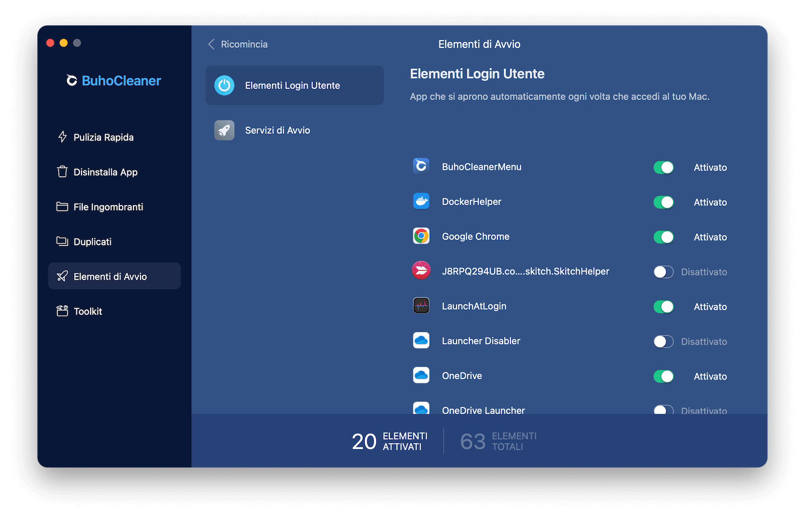 Disable Login Items Using BuhoCleaner
