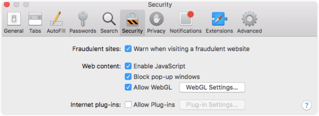 Disable Safari Plug-ins on Mac