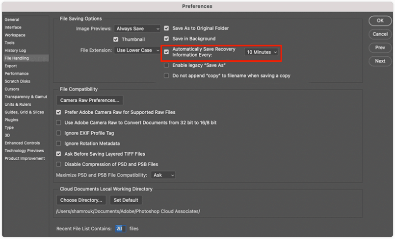 Cómo deshabilitar la recuperación automática de Photoshop