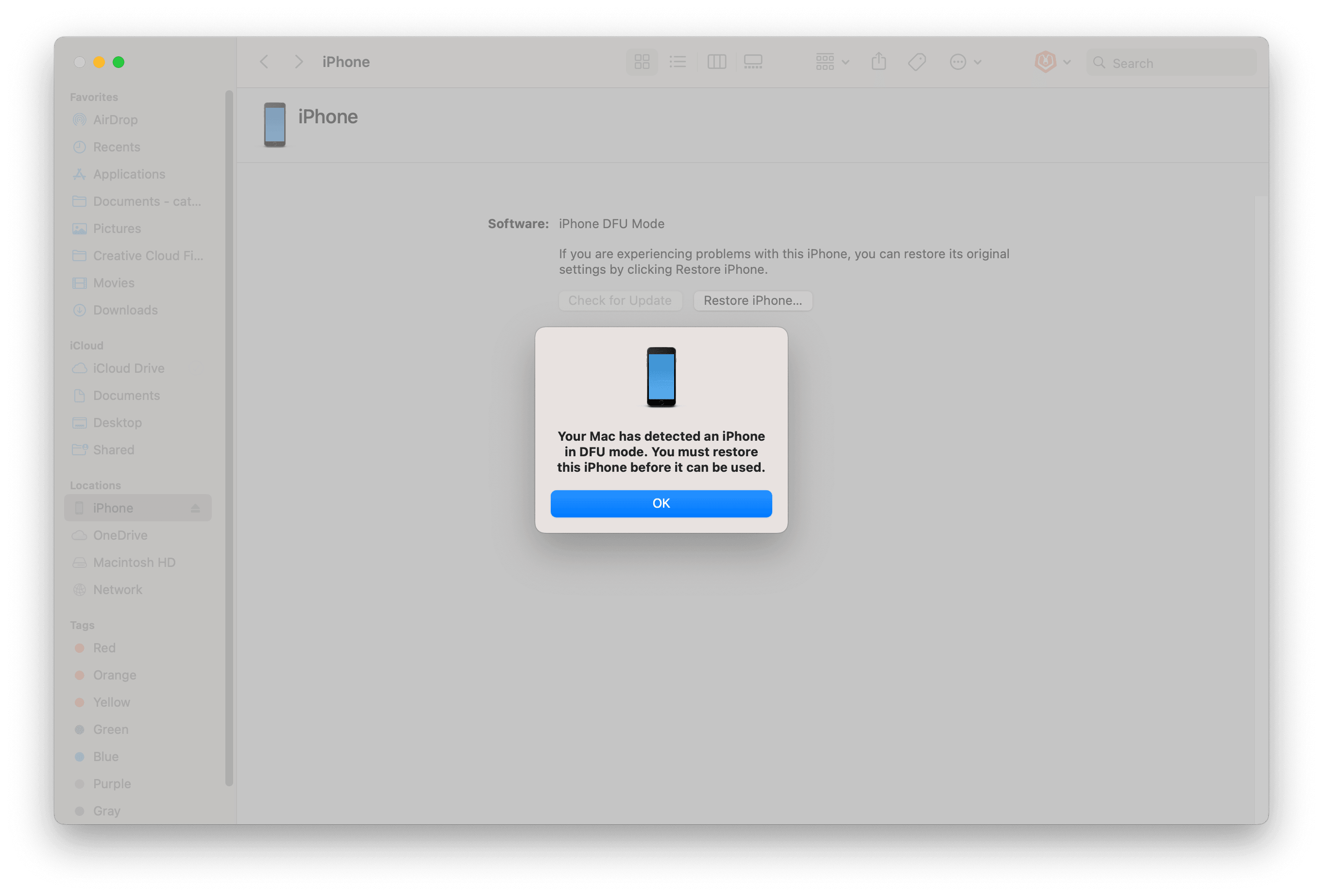 Erase an iPhone in DFU Mode