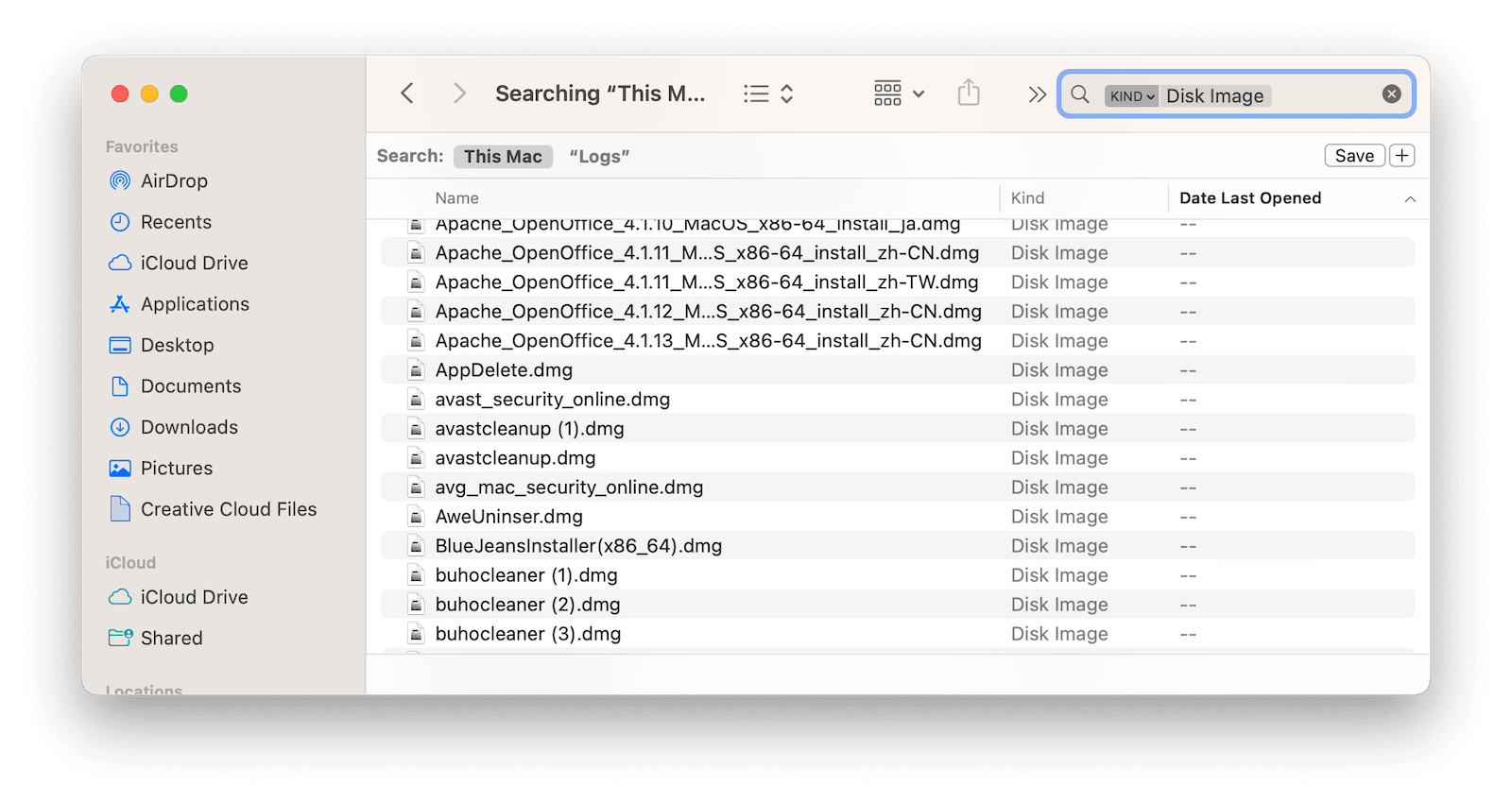 Find and Delete DMG Files on Mac
