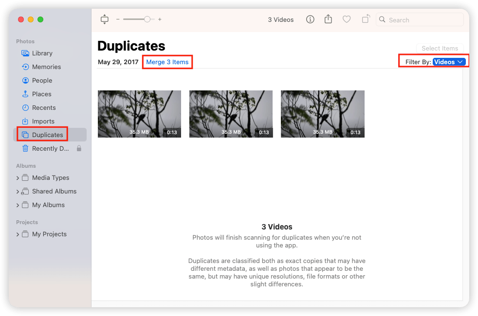 Find Duplicate Videos Using Photos App