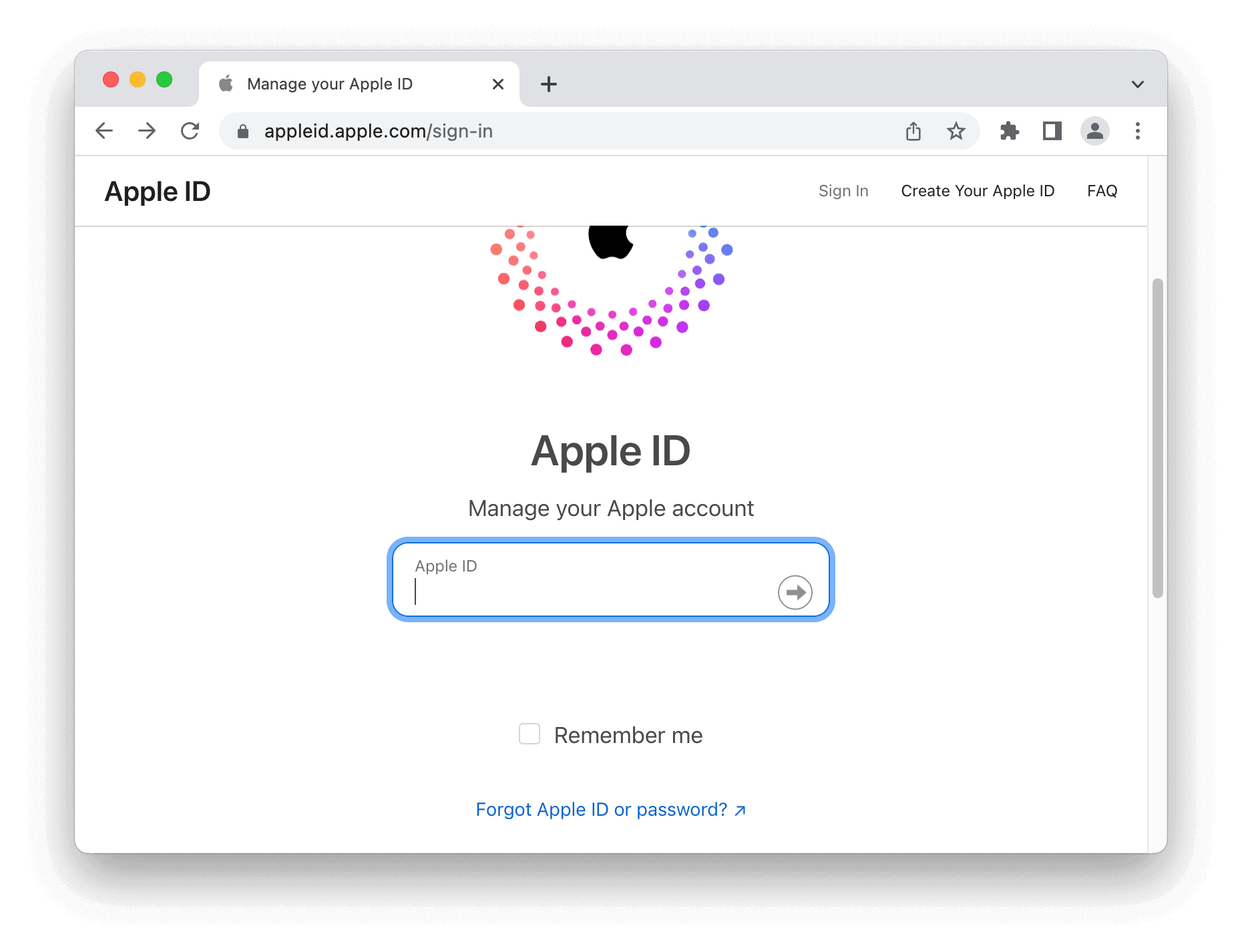 click Forgot Apple ID or password