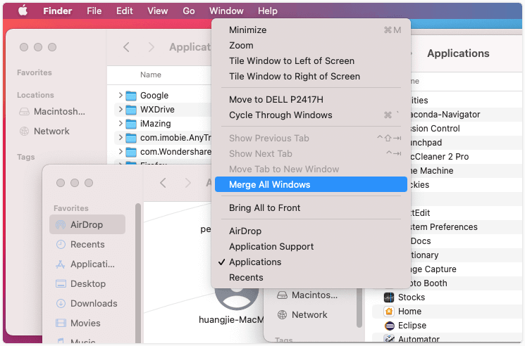 How to Merge Finder Windows