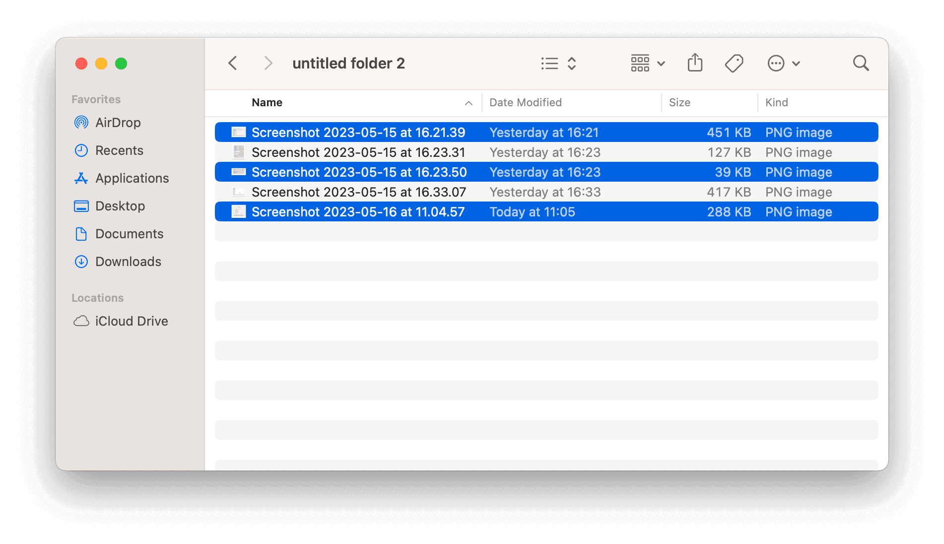 how to select multiple files on Mac