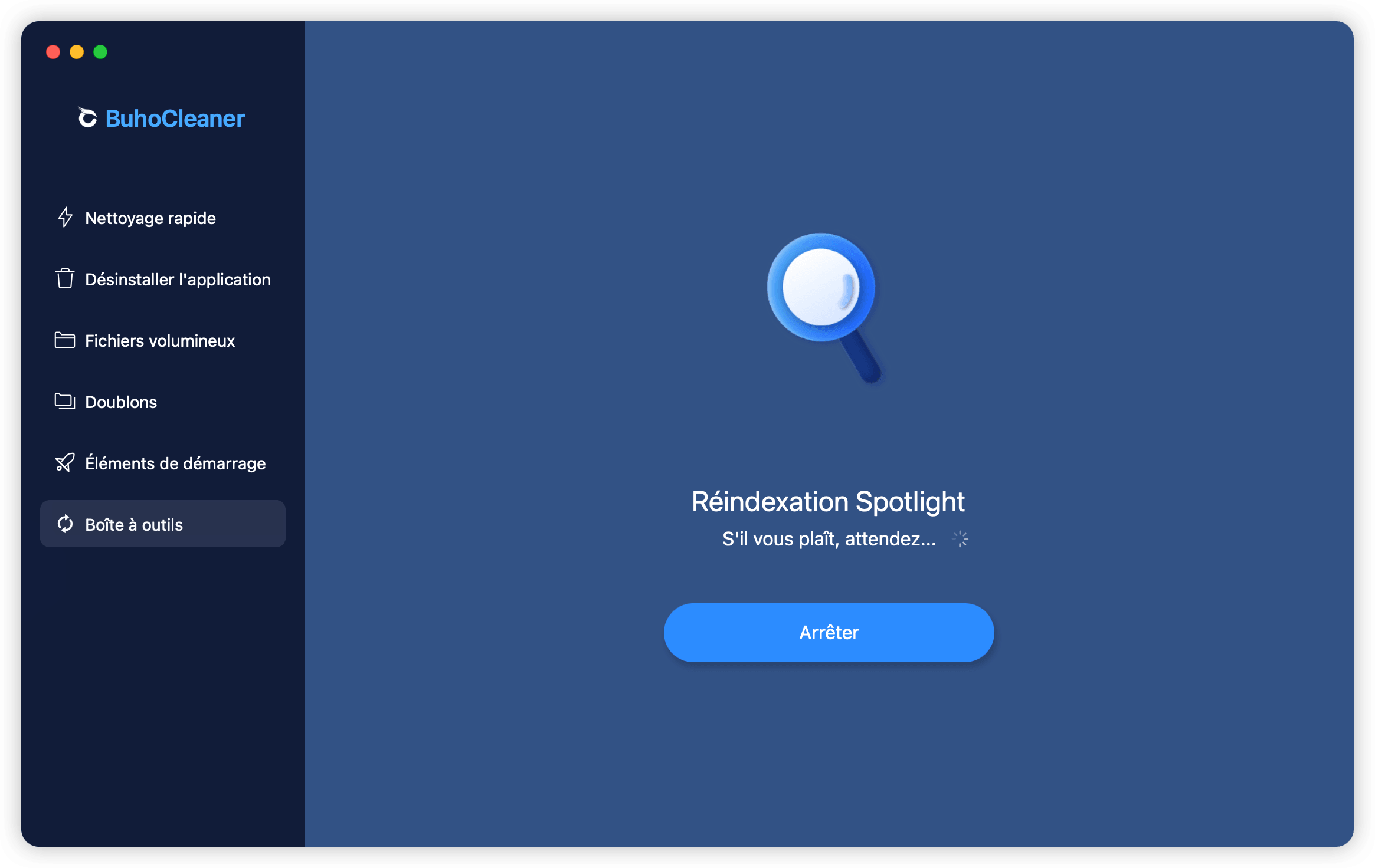 Réindexation de Spotlight en cours