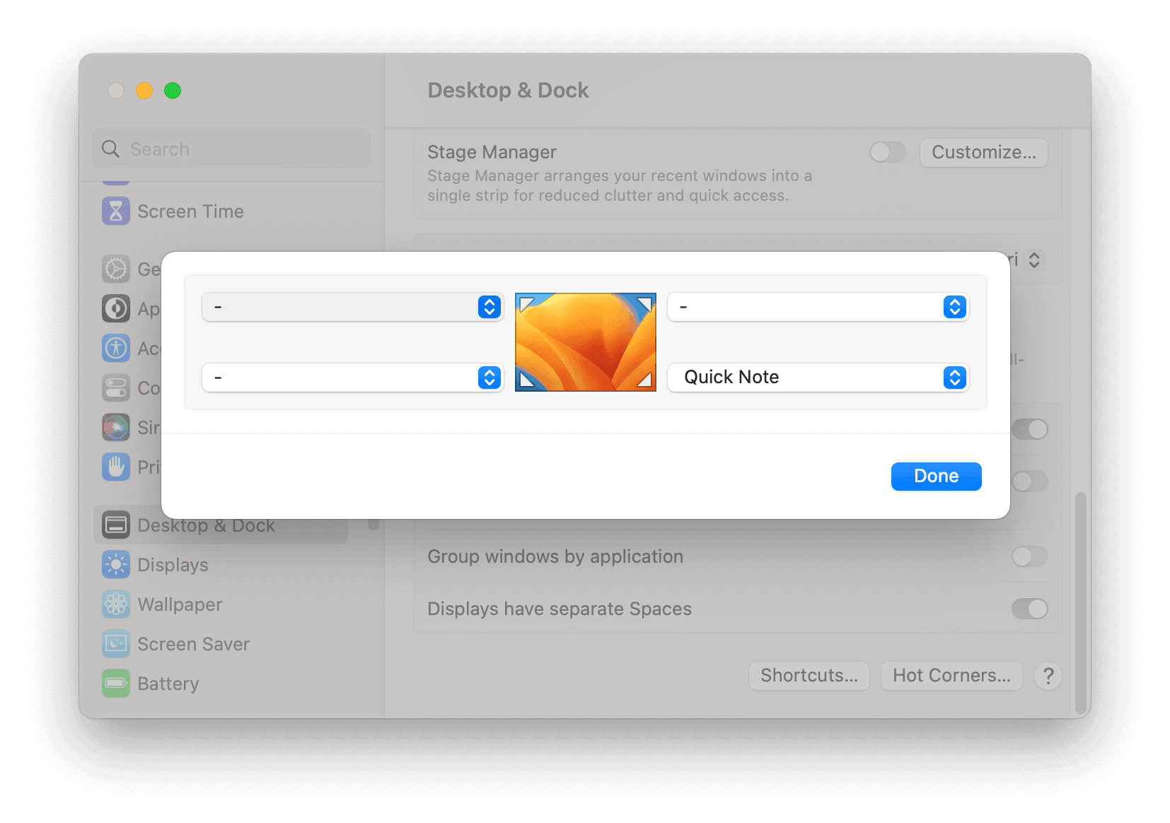 Mac lock screen with Hot Corners