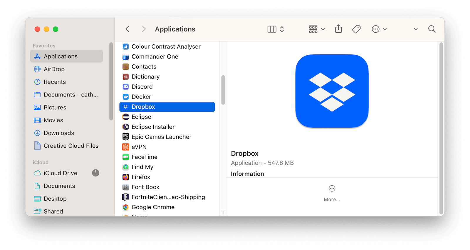 Manually Uninstall Dropbox on Mac with Finder