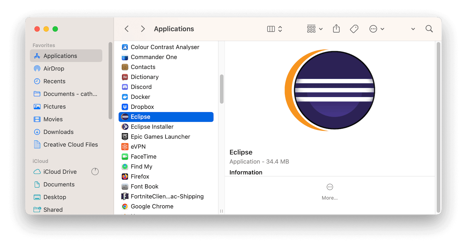 Manually Uninstall Eclipse on Mac with Finder