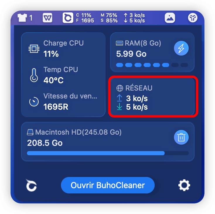 Moniteur de Vitesse Réseau pour Mac