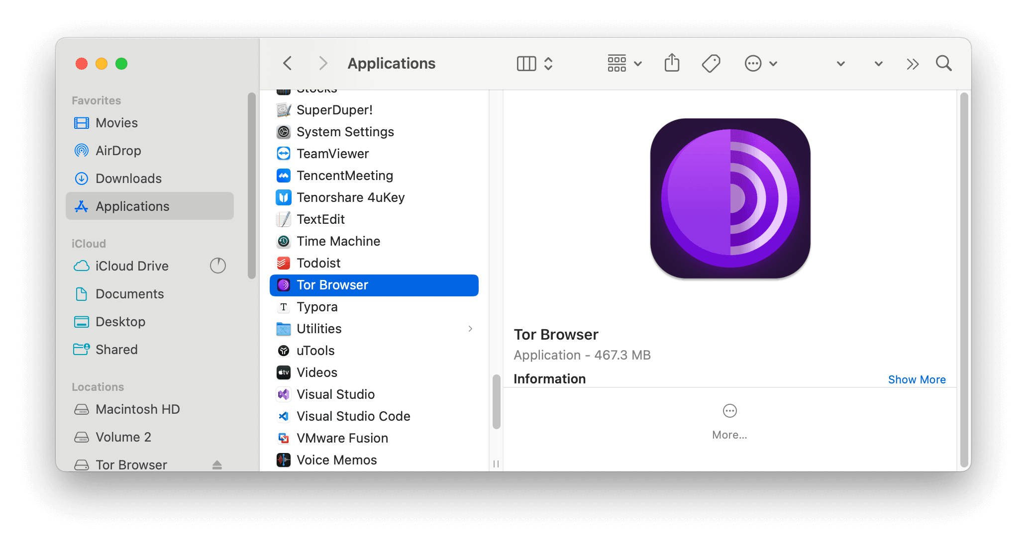 Move Tor Browser Application to Trash