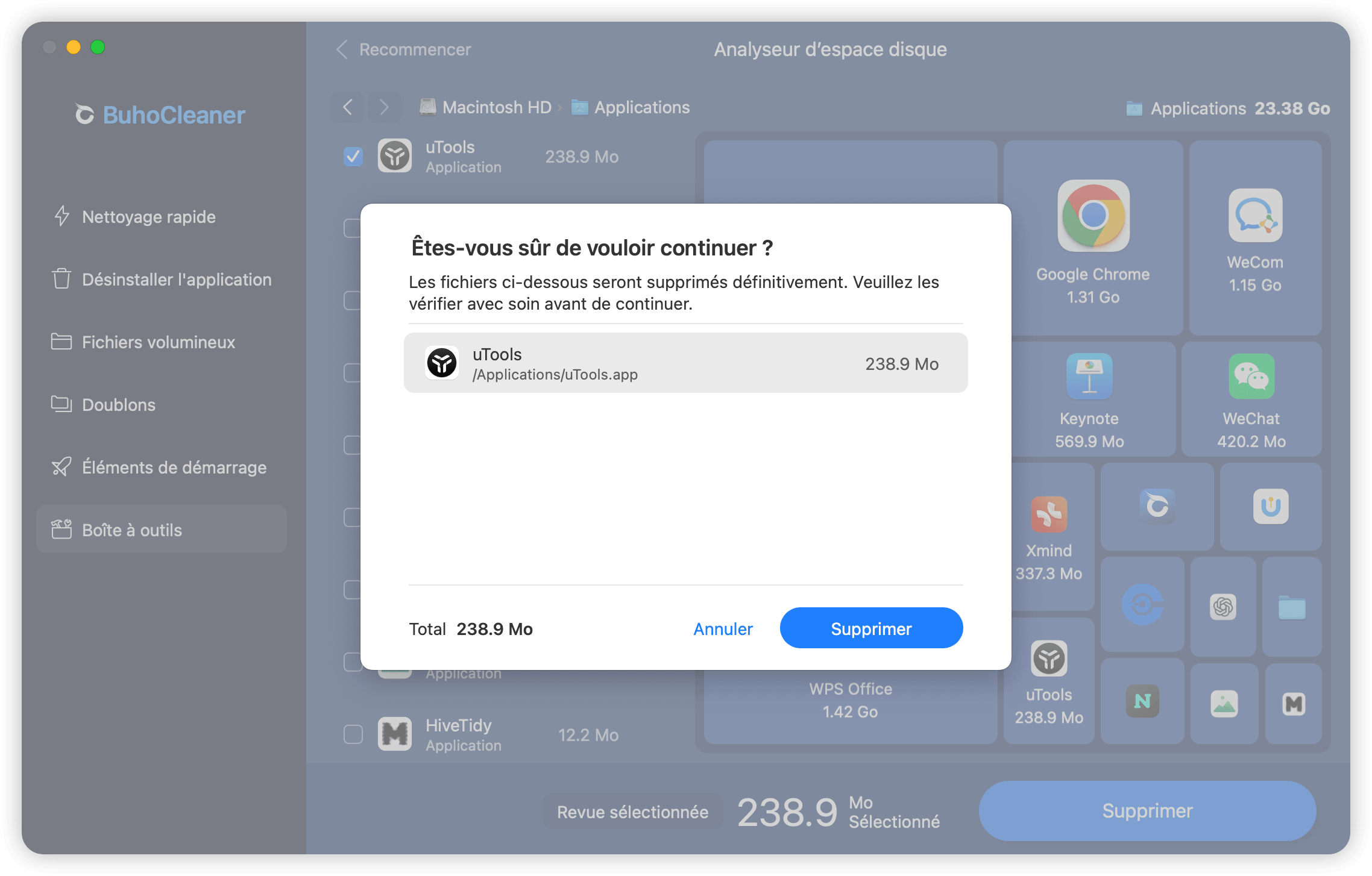 Aperçu des fichiers sélectionnés