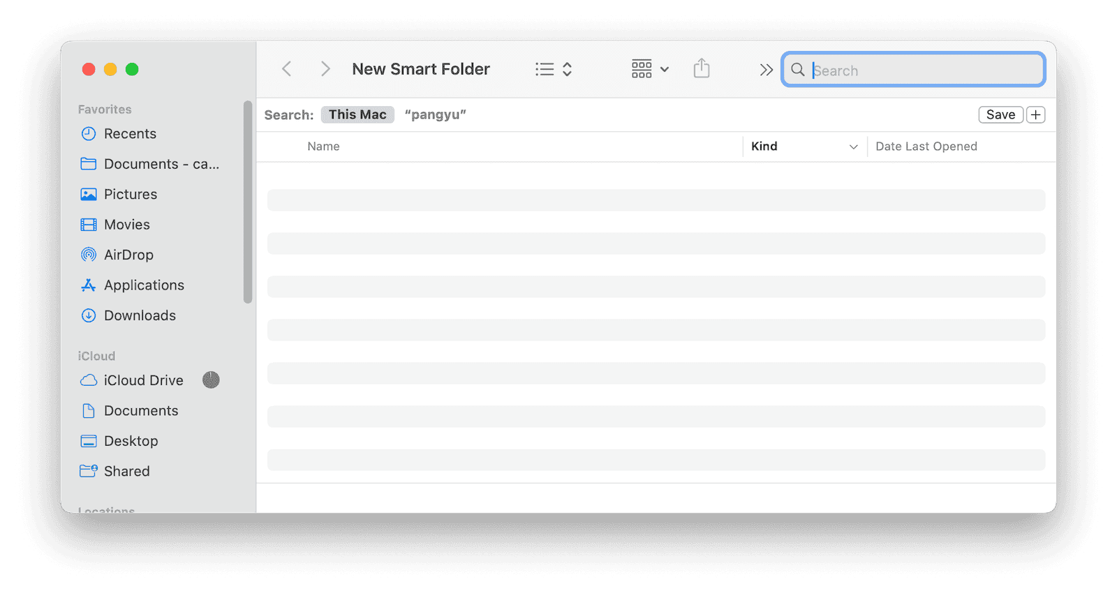 New Smart Folder Window