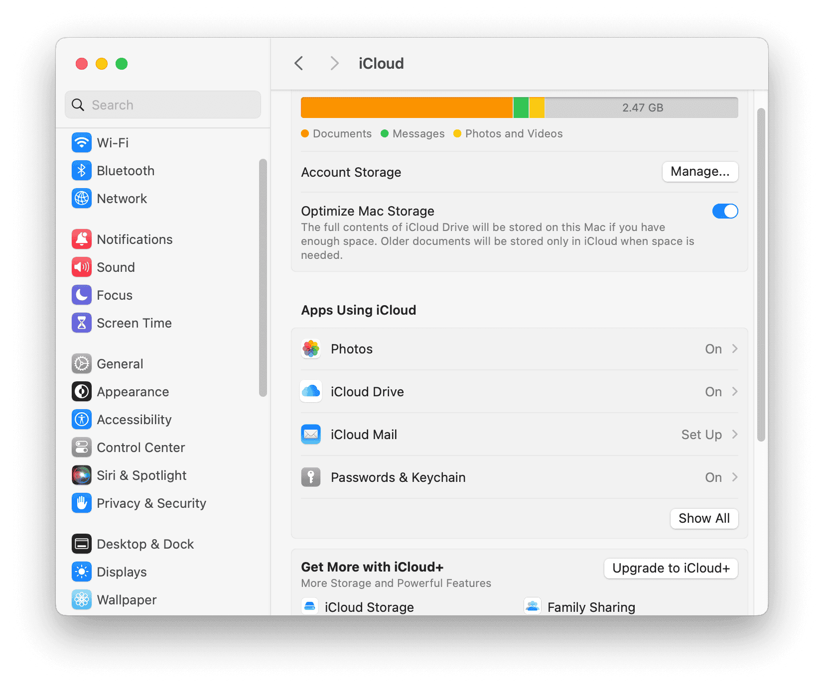 Optimize Mac Storage in Settings