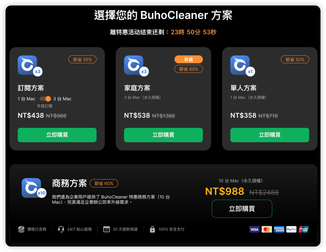 BuhoCleaner 購買方案
