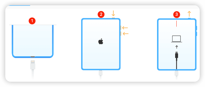 沒有主畫面按鈕的 iPad 進入恢復模式