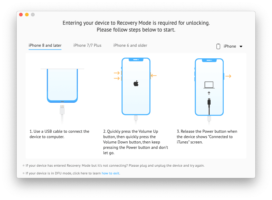 Put your iPhone to Recovery Mode