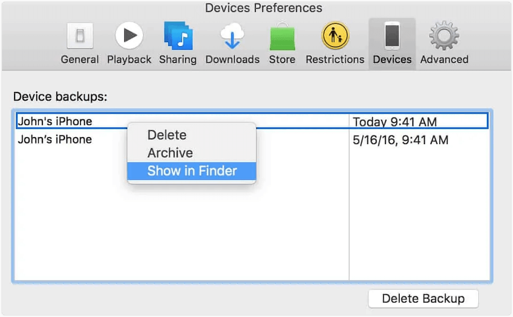 Remove iOS Backups
