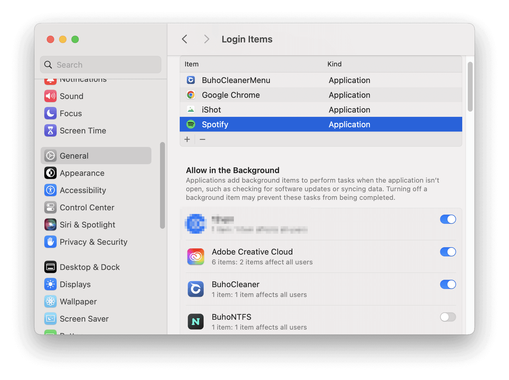 Remove Spotify from Login Items List on Mac