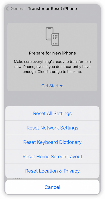 Reset All Settings